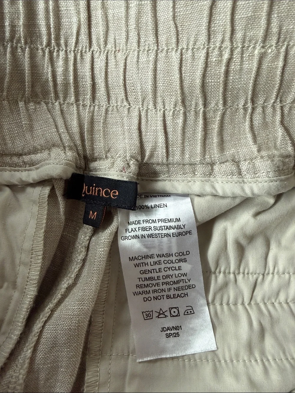 Quince Tan Wide-Leg Drawstring Linen Pants